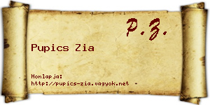 Pupics Zia névjegykártya